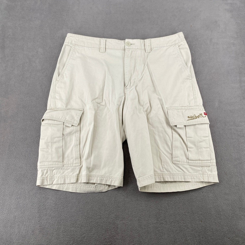 Quiksilver Mens Cargo Shorts Tan Khaki Cotton Y2K VTG Size 34 AQYWS00063